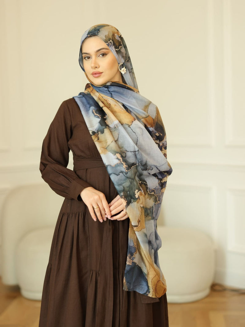 Ash Marble Printed Hijab