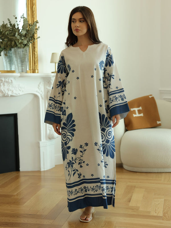 Vintsil Blue Khaddi Long Tunic With Pockets