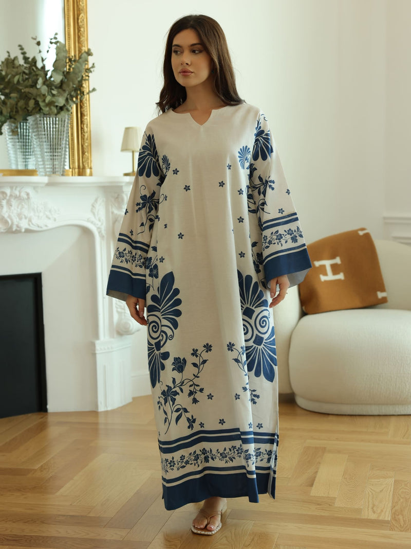Vintsil Blue Khaddi Long Tunic With Pockets