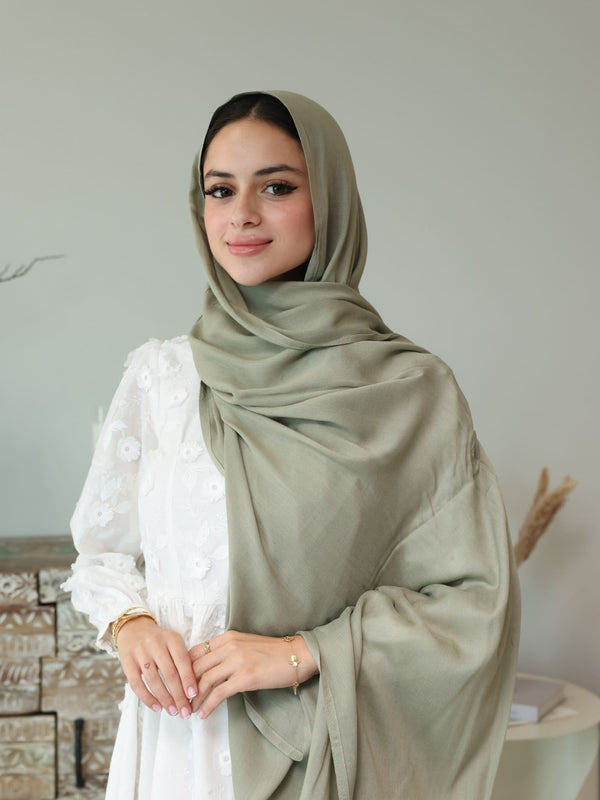 Breathable Soft Dull Sage Modal Hijab - Main Image