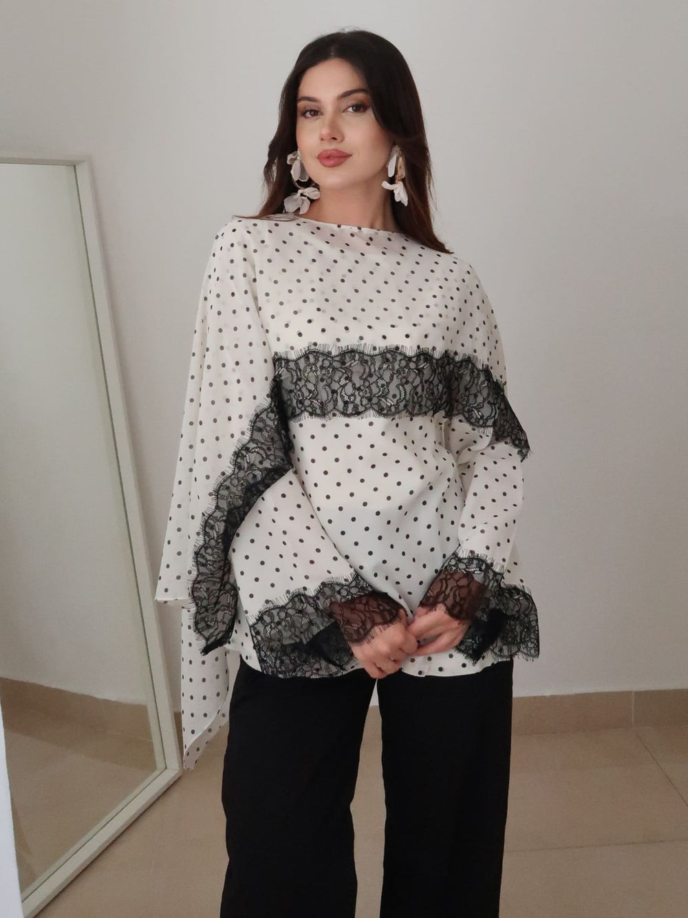 Zofia Polka Lace Shirt And Cape