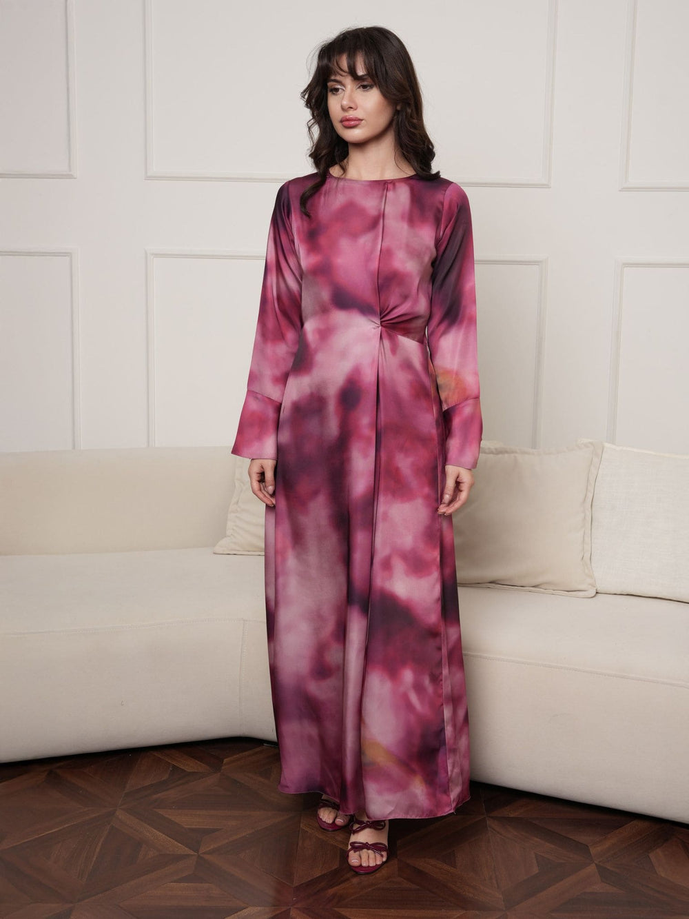 Esen Printed Silk Long Dress