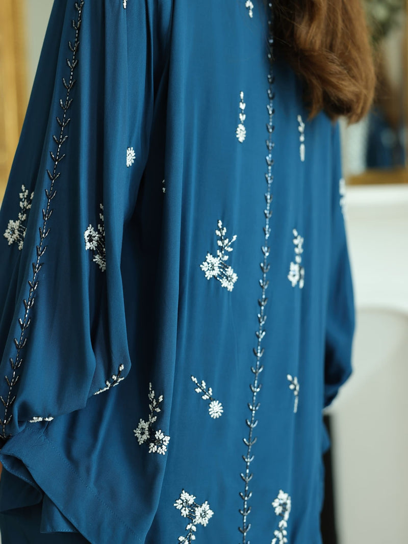 Zean Blue Embellished Co Ord Set