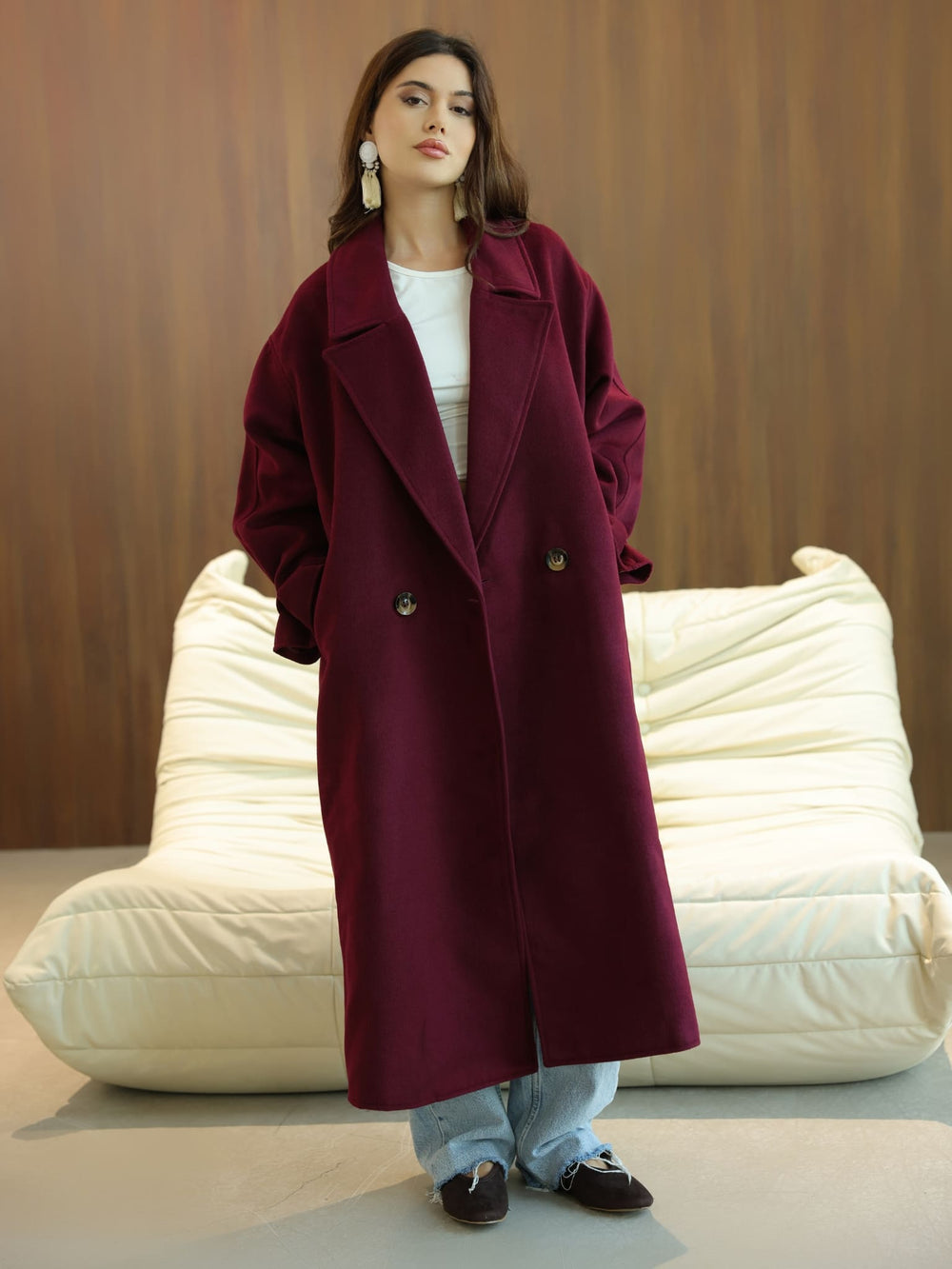 Vela Long Winter Plum Coat
