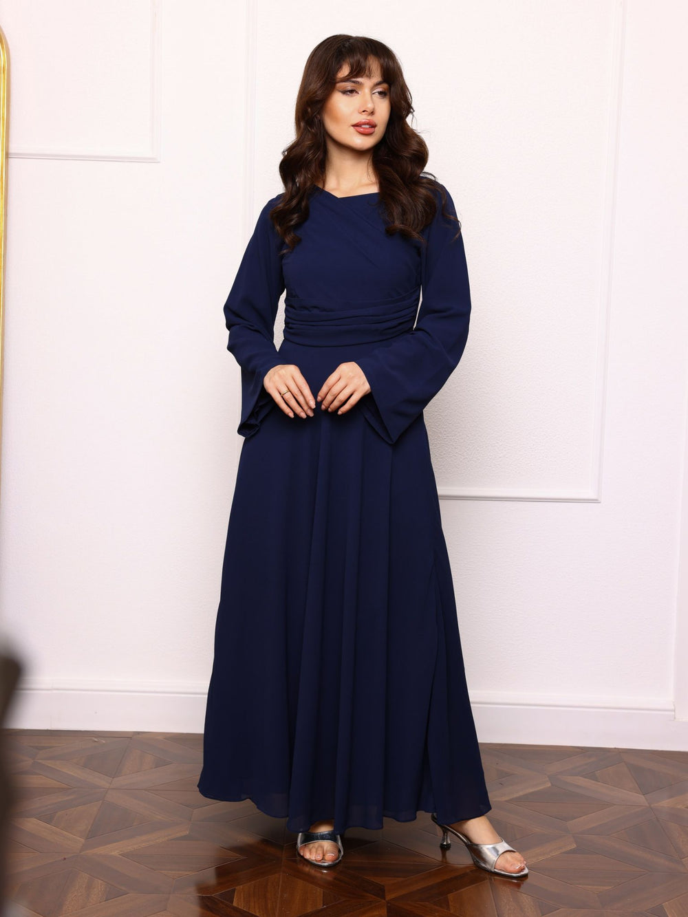 August Drape Dark Blue Long Dress