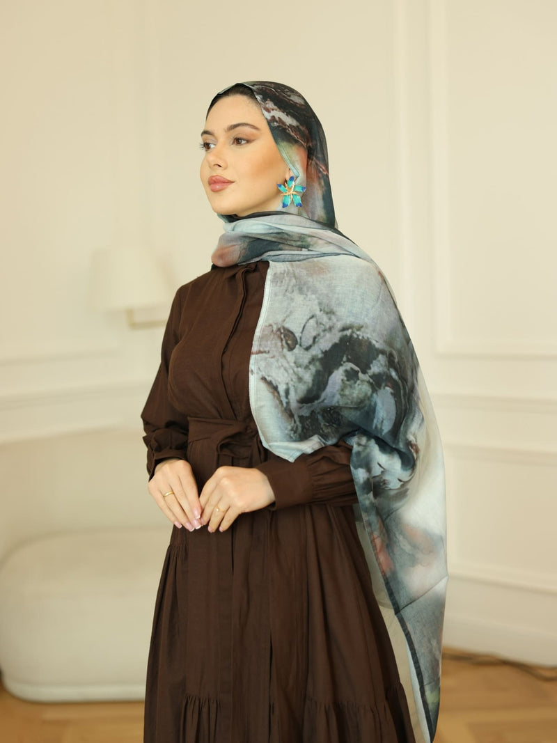 Pansy Ash Printed Hijab