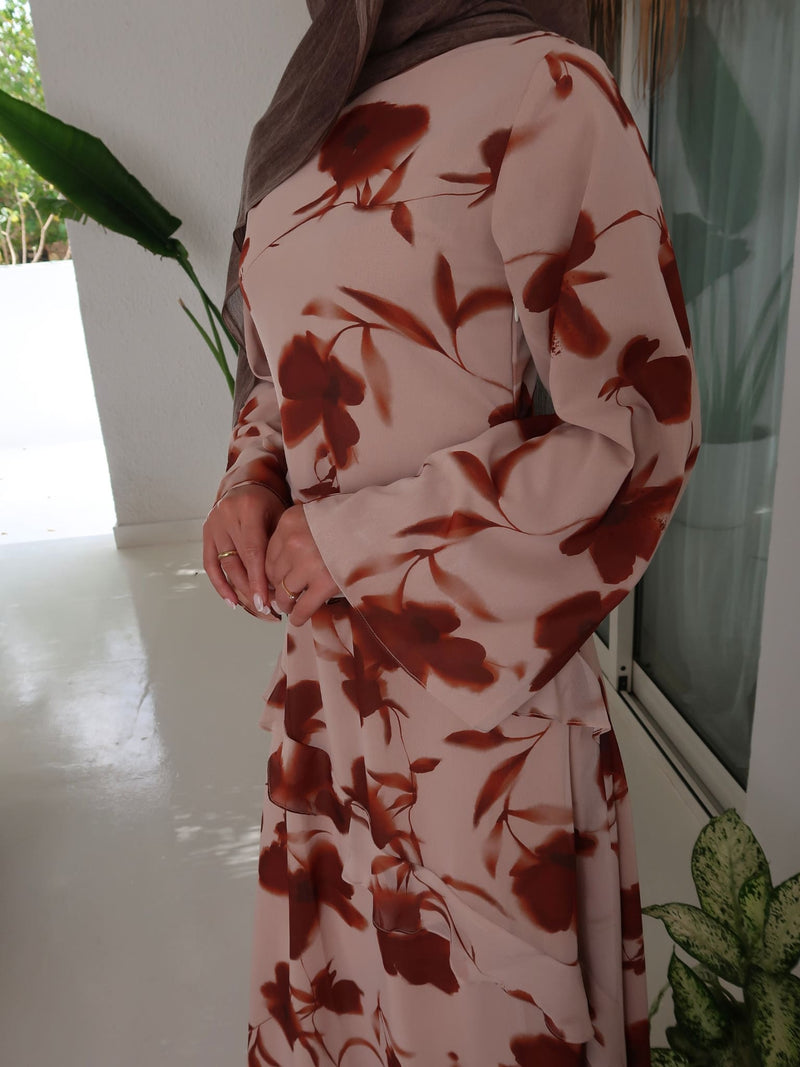 Brell Printed Frill Long Dress