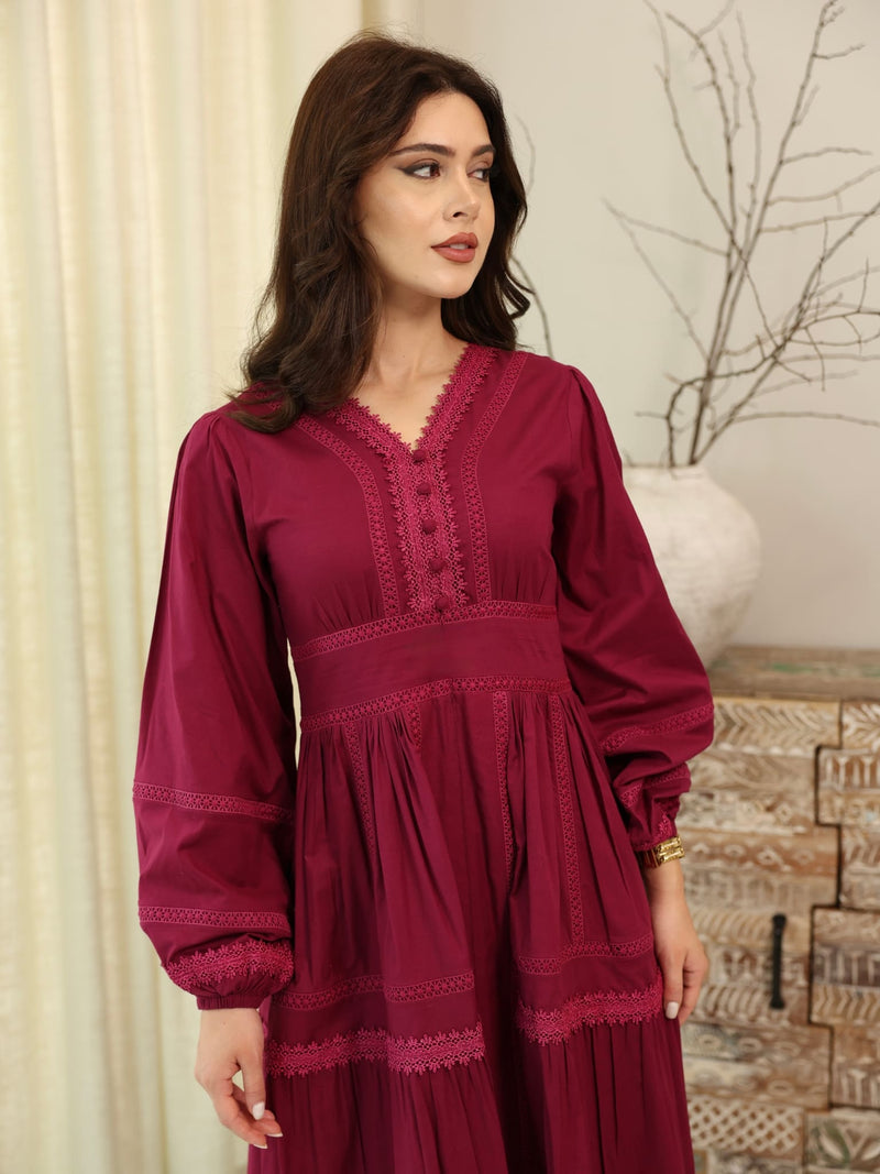 Celosia Plum Lace Long Dress