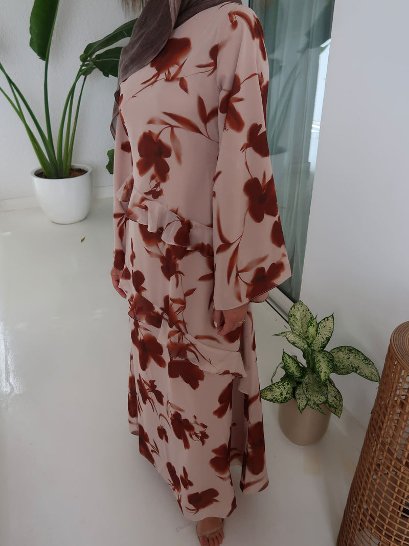 Brell Printed Frill Long Dress