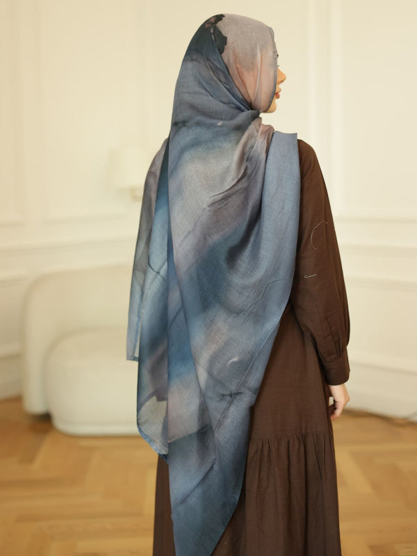 Black Marble Printed Hijab