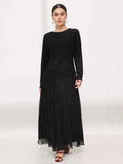 Tokyo Black Mesh Long Dress