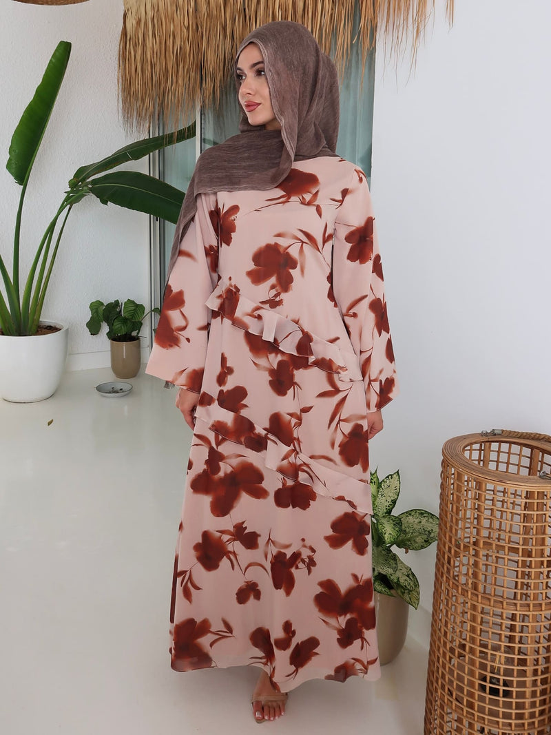 Brell Printed Frill Long Dress