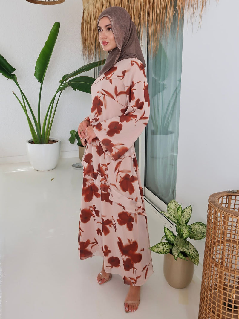 Brell Printed Frill Long Dress