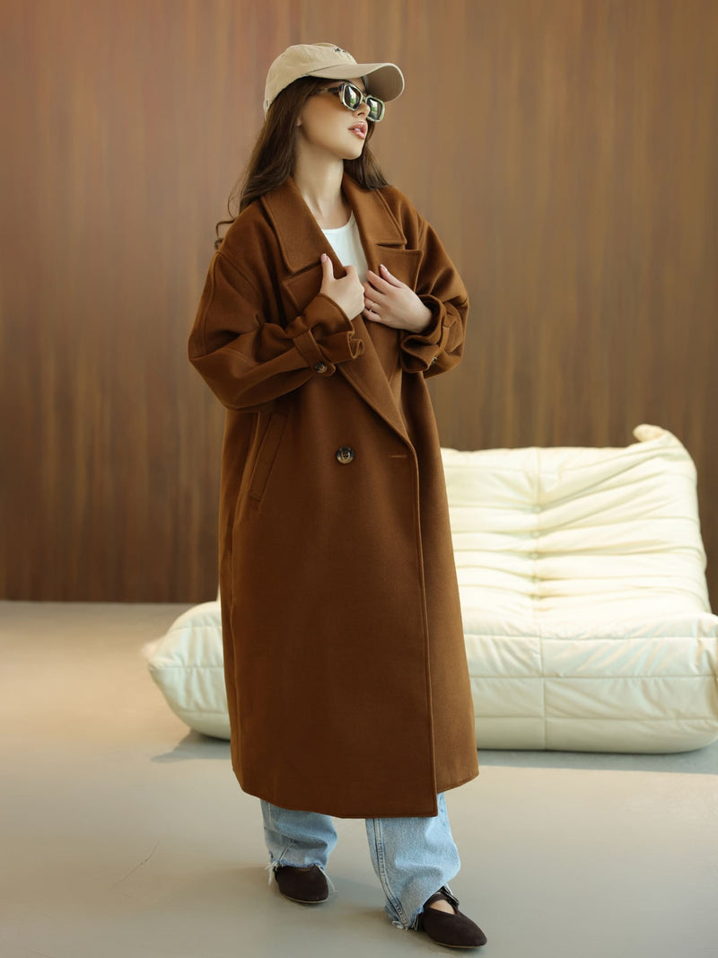 Vela Long Winter Brown Coat