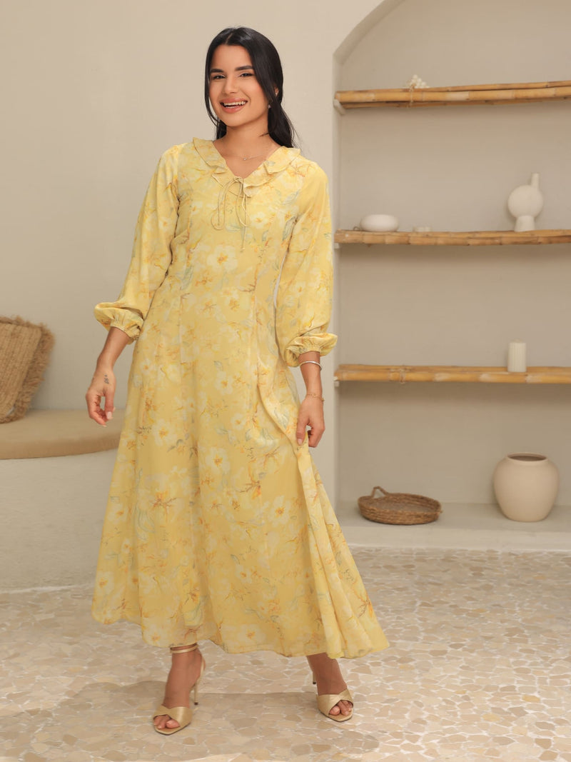 Elaine Butter Floral Panel Dress