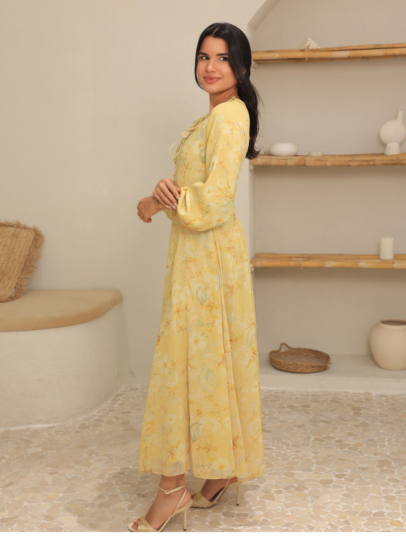 Elaine Butter Floral Panel Dress