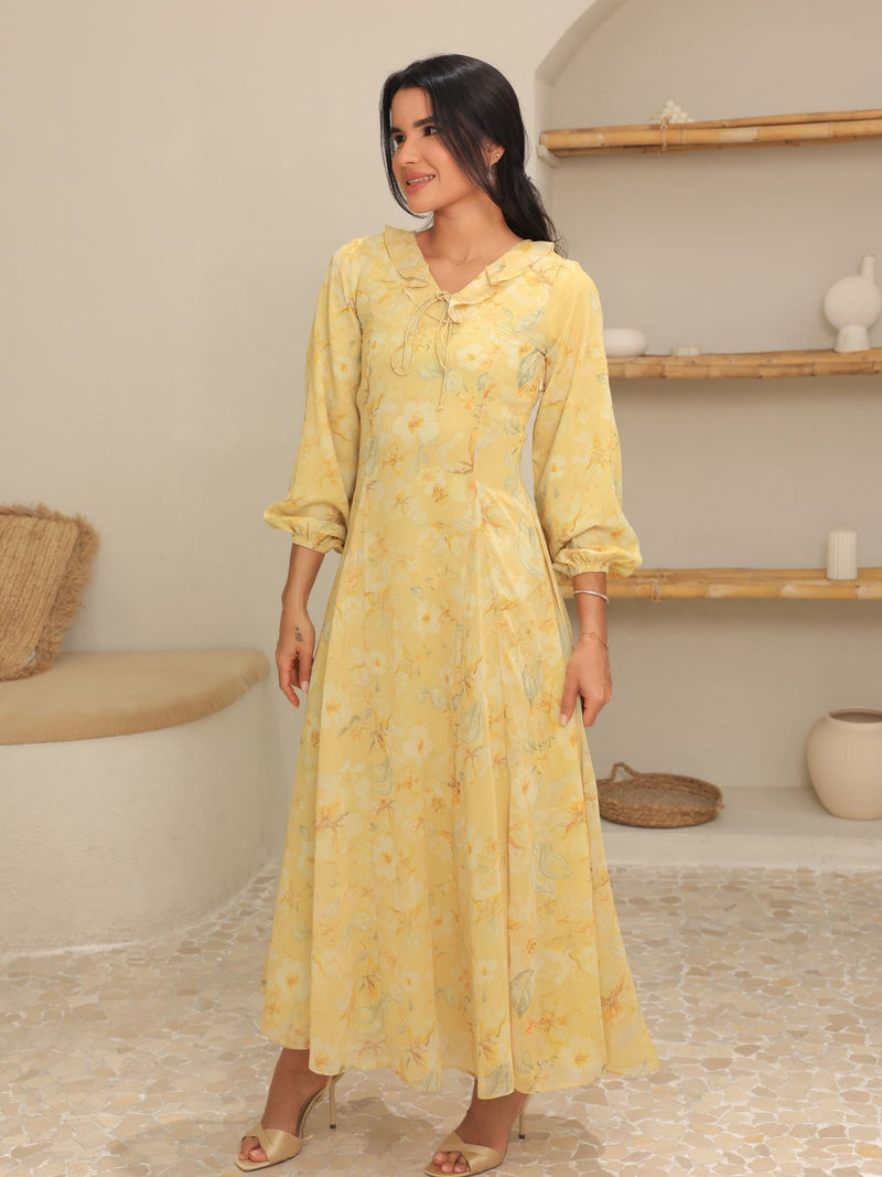 Elaine Butter Floral Panel Dress