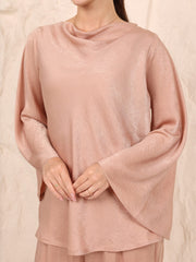 Stephanie Beige Cowl Soft Silk Shirt