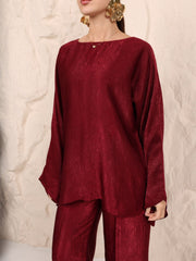 Hayze Maroon Soft Silk Shirt