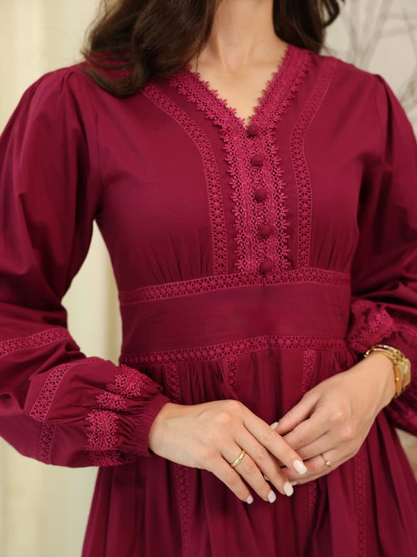 Celosia Plum Lace Long Dress