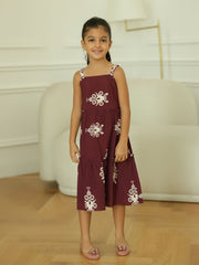 Mini Morvina Maroon Dress For Girls