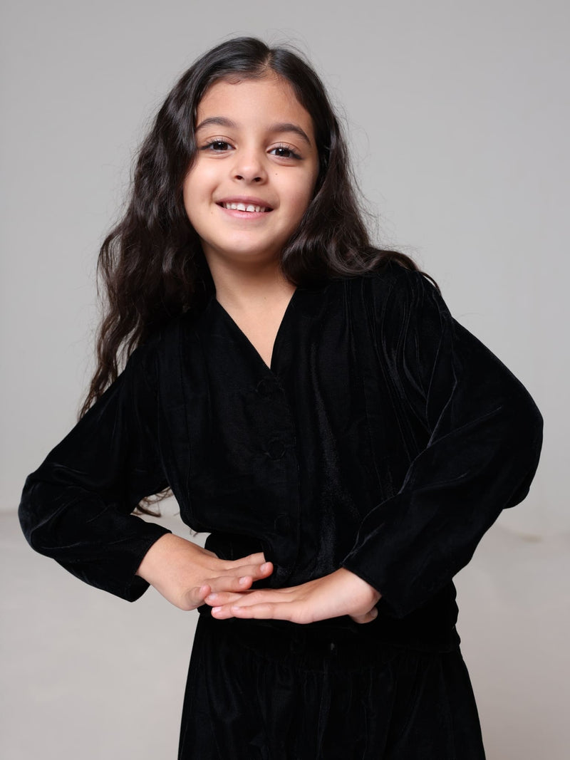 Mini Oriana Velvet Co Ord Set For Girls