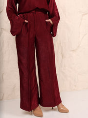 Hayze Maroon Soft Silk Pants