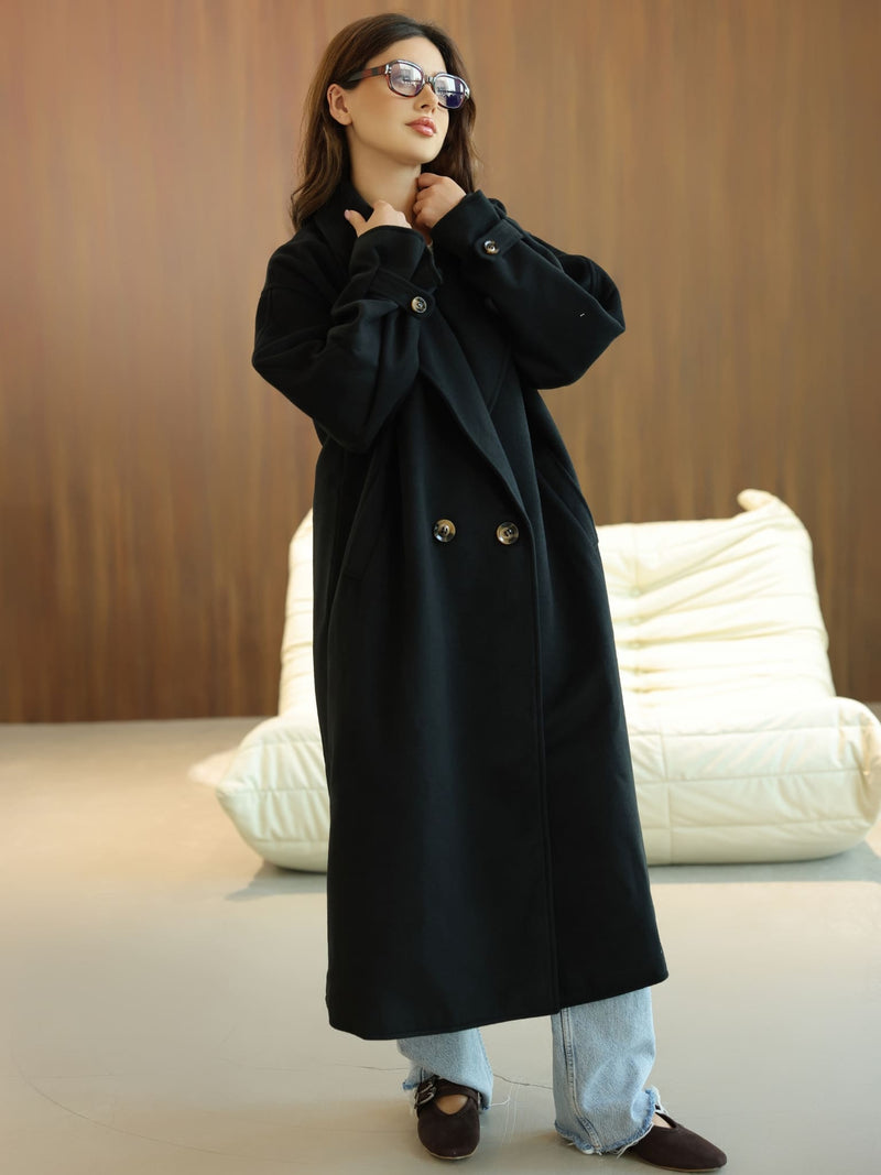 Vela Long Winter Black Coat