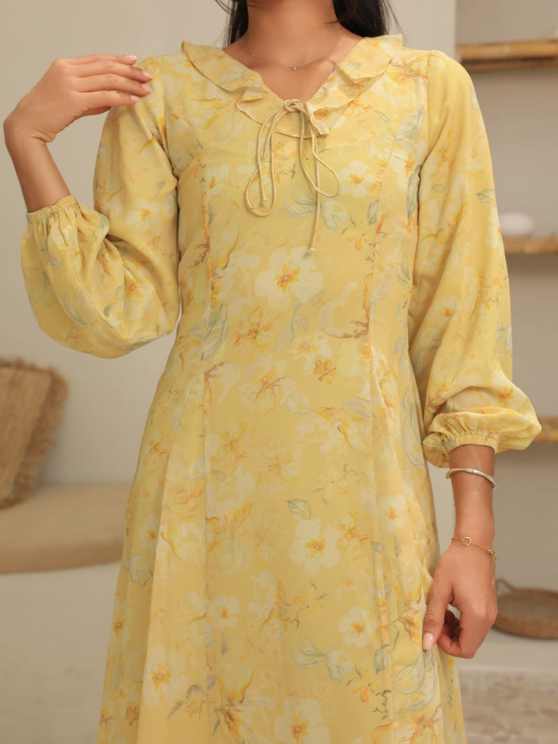 Elaine Butter Floral Panel Dress
