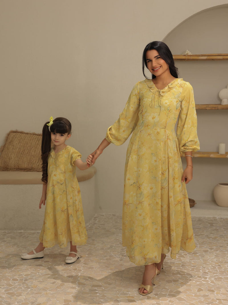 Mini Elaine Butter Floral Dress For Girls