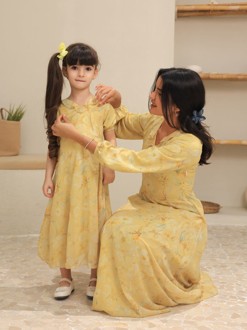 Mini Elaine Butter Floral Dress For Girls