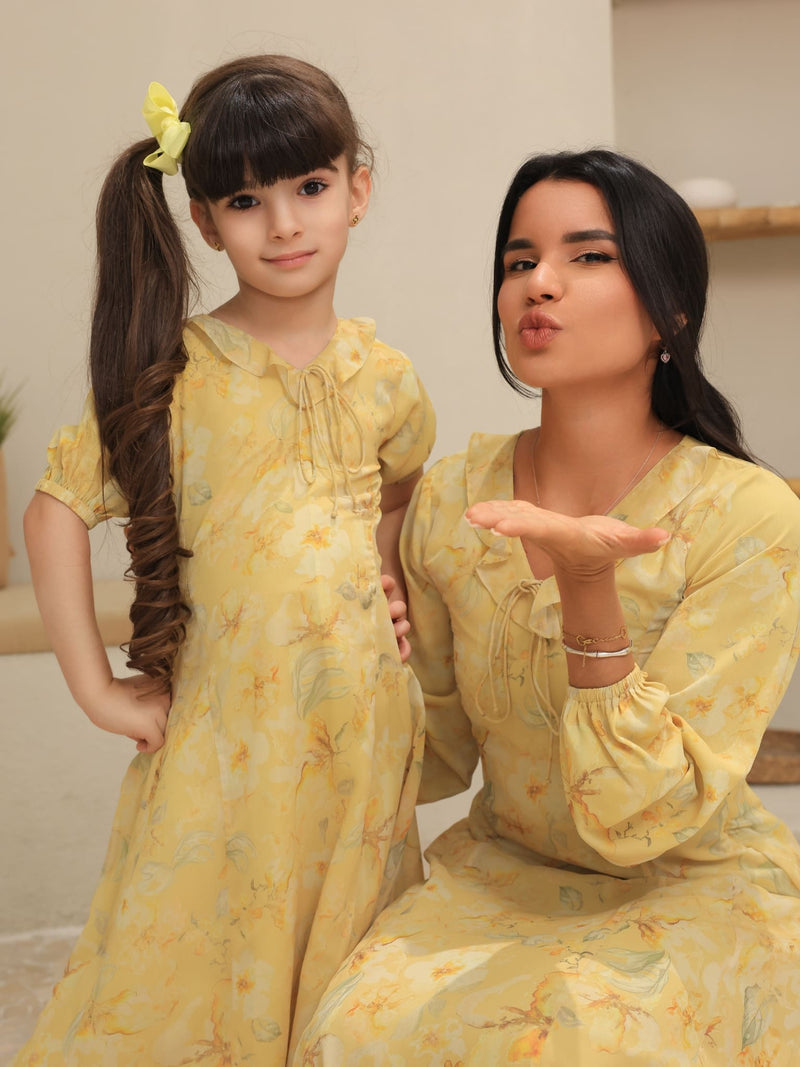 Mini Elaine Butter Floral Dress For Girls