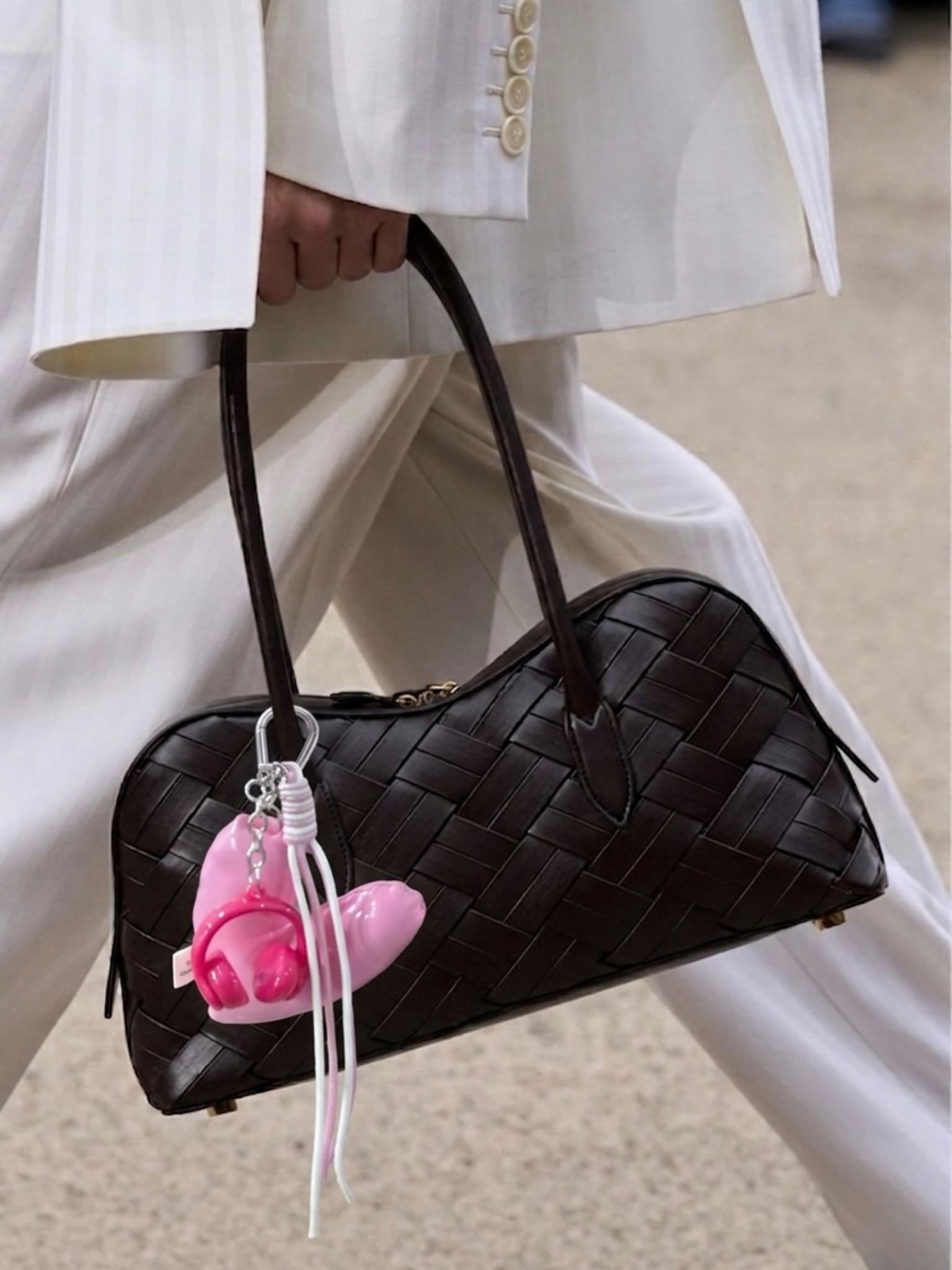 Heart Headphones Pink Bag Charm