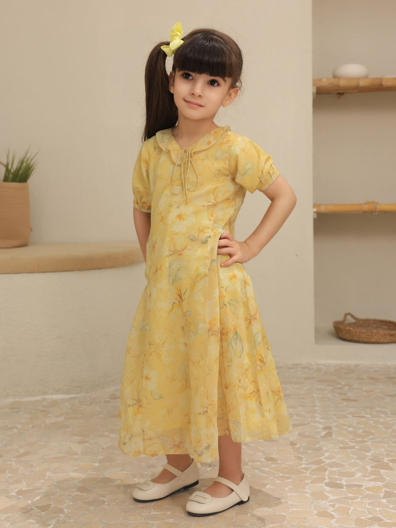 Mini Elaine Butter Floral Dress For Girls