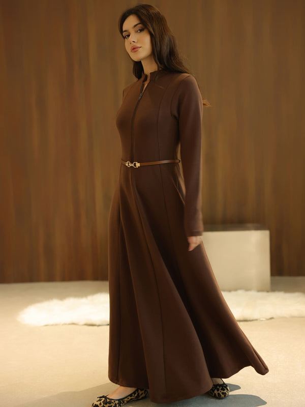 Haelin Panel Brown Dress
