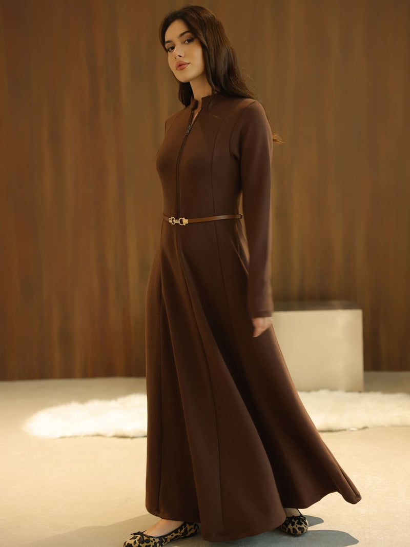 Haelin Panel Brown Dress