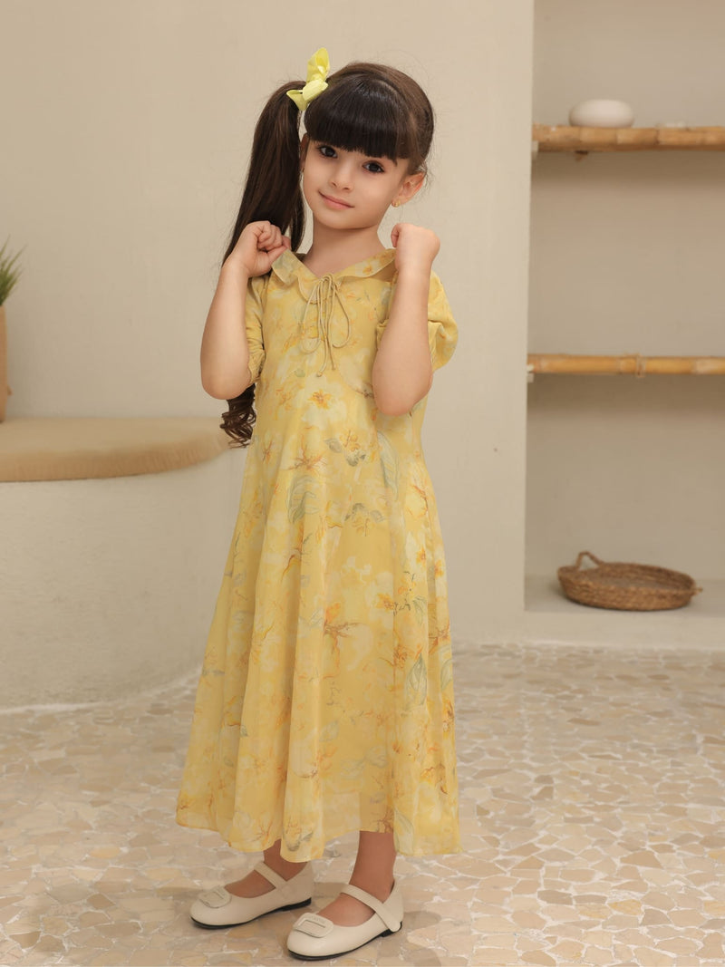 Mini Elaine Butter Floral Dress For Girls