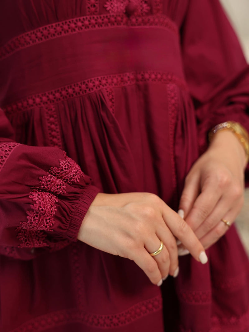 Celosia Plum Lace Long Dress