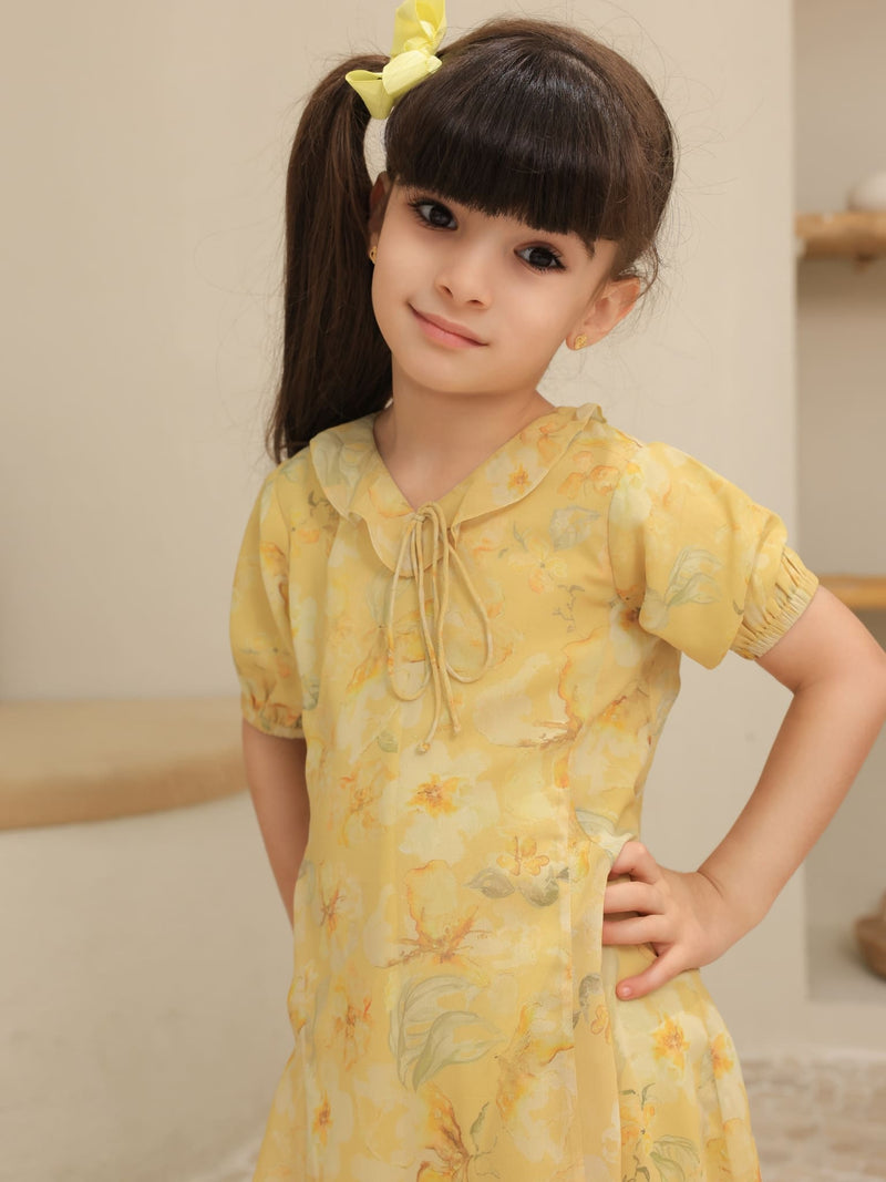 Mini Elaine Butter Floral Dress For Girls