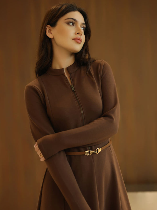 Haelin Panel Brown Dress
