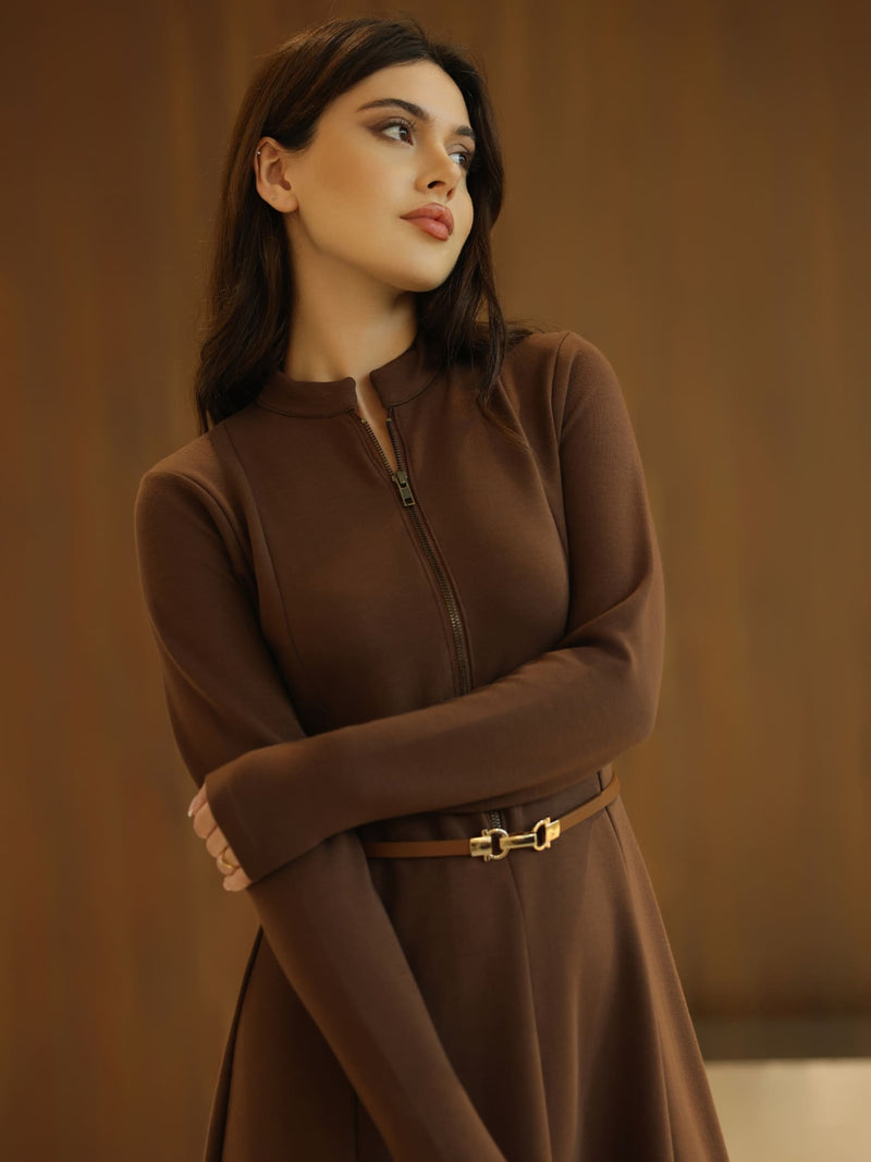 Haelin Panel Brown Dress