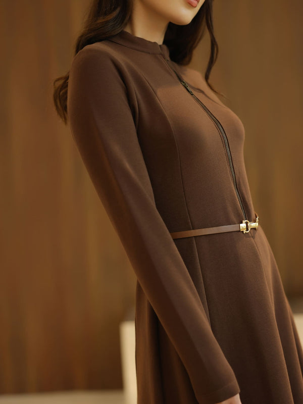 Haelin Panel Brown Dress