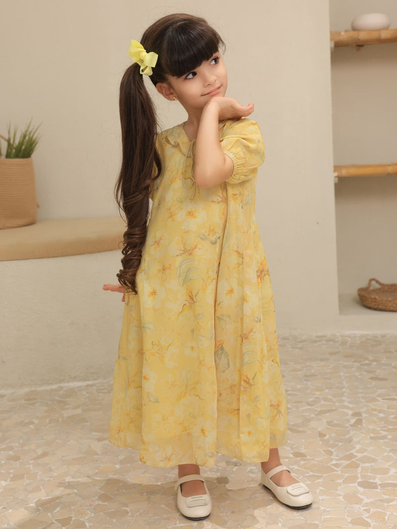 Mini Elaine Butter Floral Dress For Girls