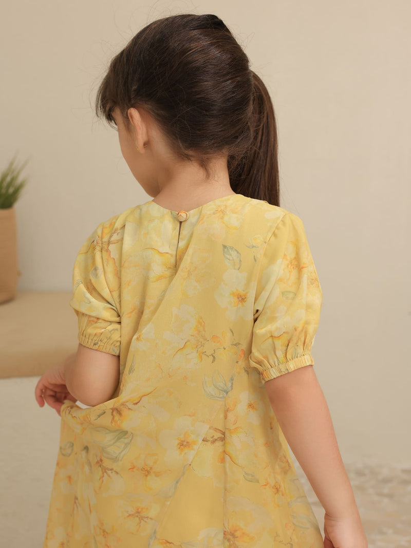 Mini Elaine Butter Floral Dress For Girls