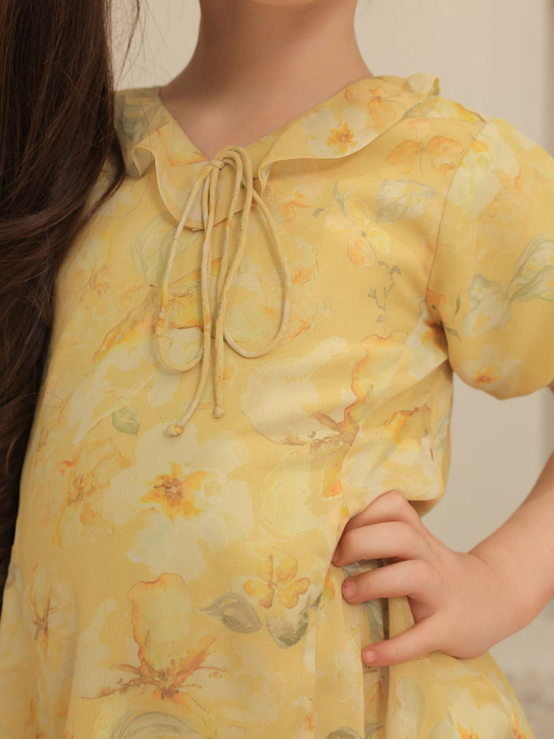 Mini Elaine Butter Floral Dress For Girls