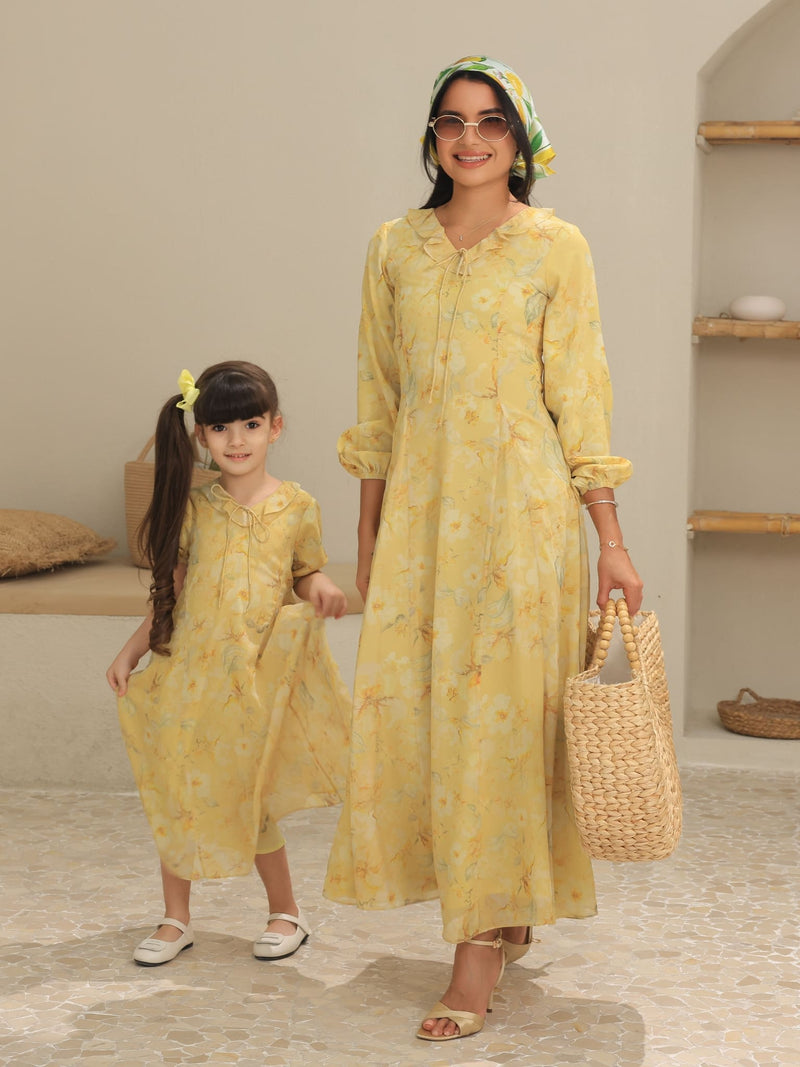 Mini Elaine Butter Floral Dress For Girls