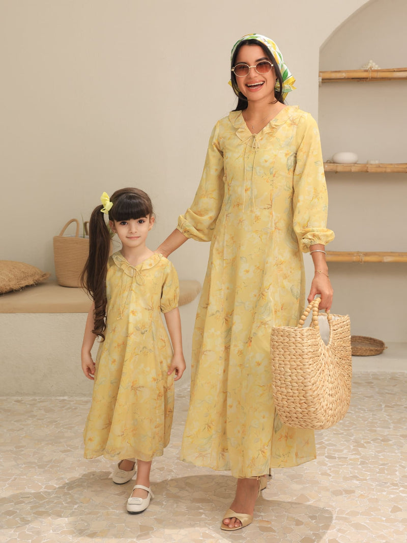 Mini Elaine Butter Floral Dress For Girls