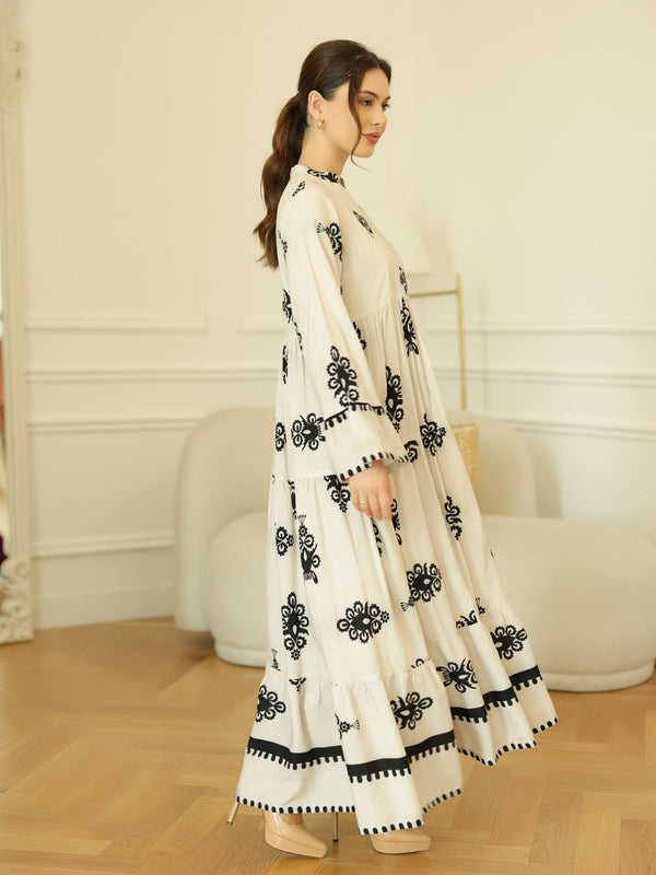 chinese dress ladies White Monotone Solids Embroidered Organza Suit main image 0
