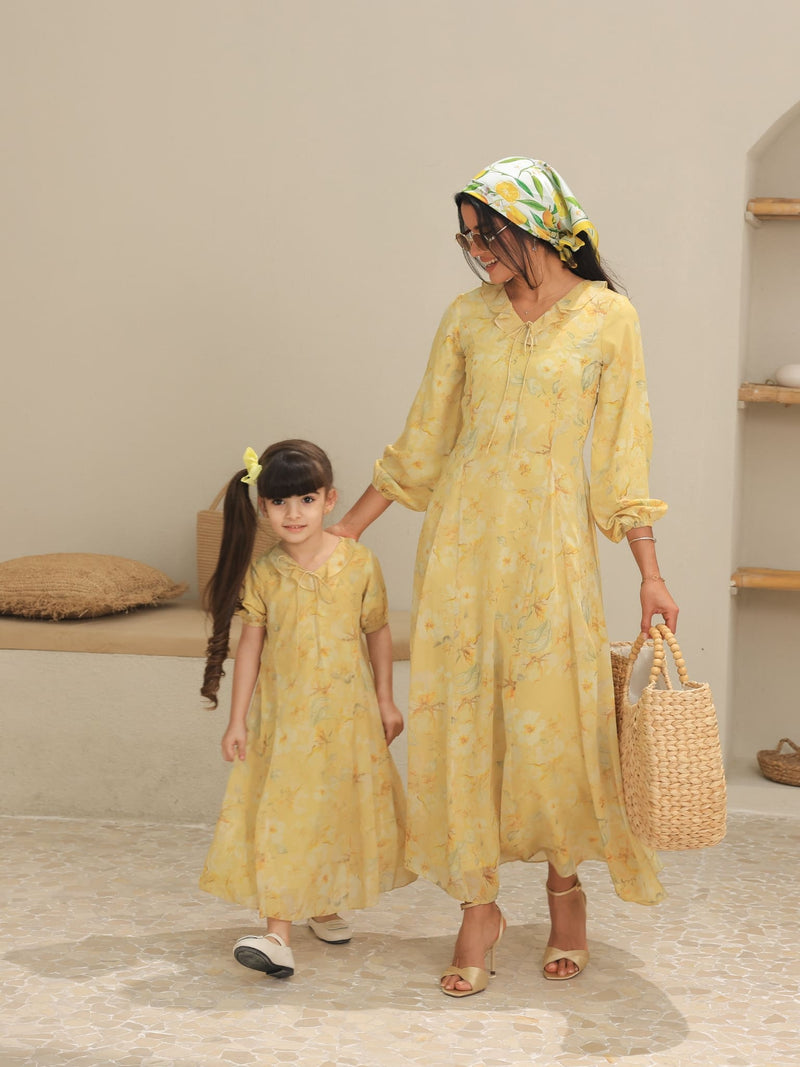 Mini Elaine Butter Floral Dress For Girls