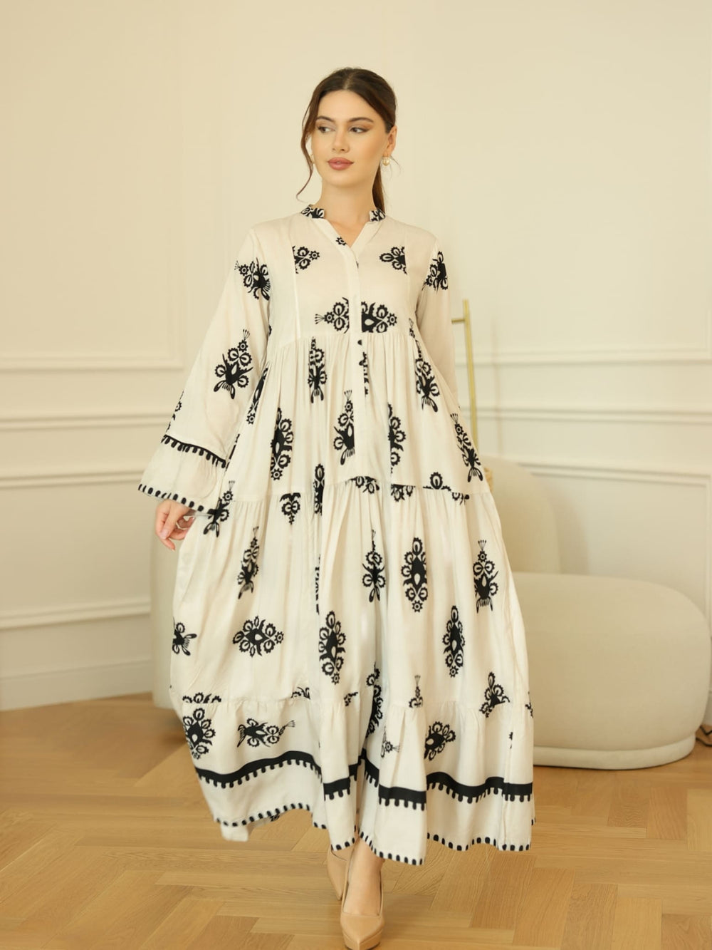 Morvina Off White Long Dress